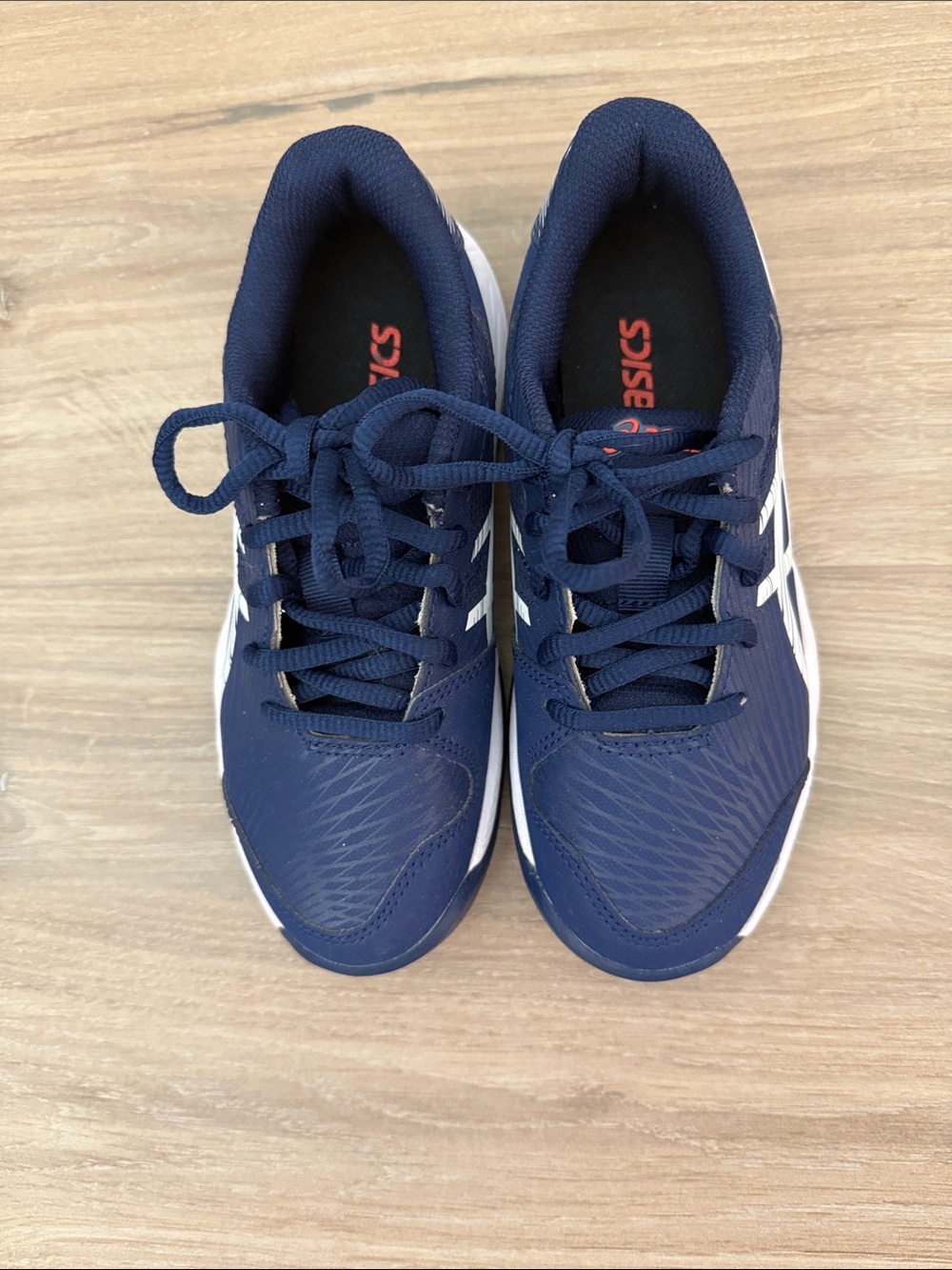 Asics Kids Navy and White Court Sneakers with Orange Accent - Picture 3 of 6